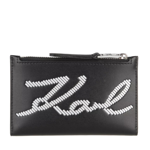 Karl Lagerfeld Signature Special Zip Card Holder  Black Kaartenhouder
