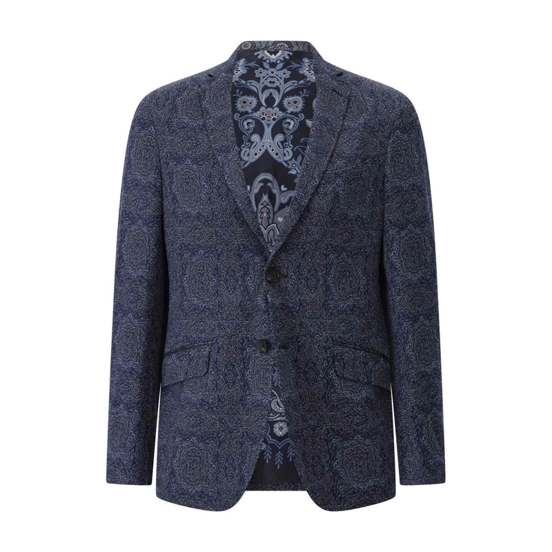 Etro Anzugjacke Sakko mit Paisley-Design Dunkelblau