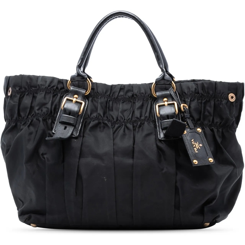Prada Shopper Tessuto Gaufre Tote schwarz