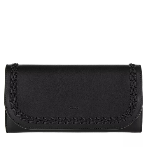 Chloé Long Portefeuil Calf Leather Black Portemonnaie mit Überschlag