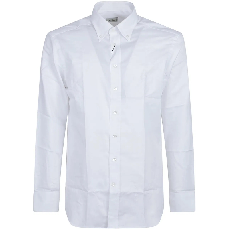 Etro Legeres Oberteil Long Sleeve Roma Botton Down Logo Shirt White weiß