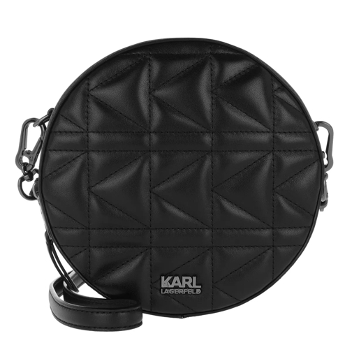 Karl Lagerfeld K/Kuilted Round Crossbody Black/Gun Metal Canteen Bag