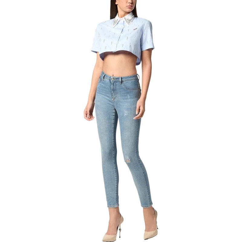 Philipp Plein Hemd Hemd Mit Schmucksteinen hell-blau(Image 3)