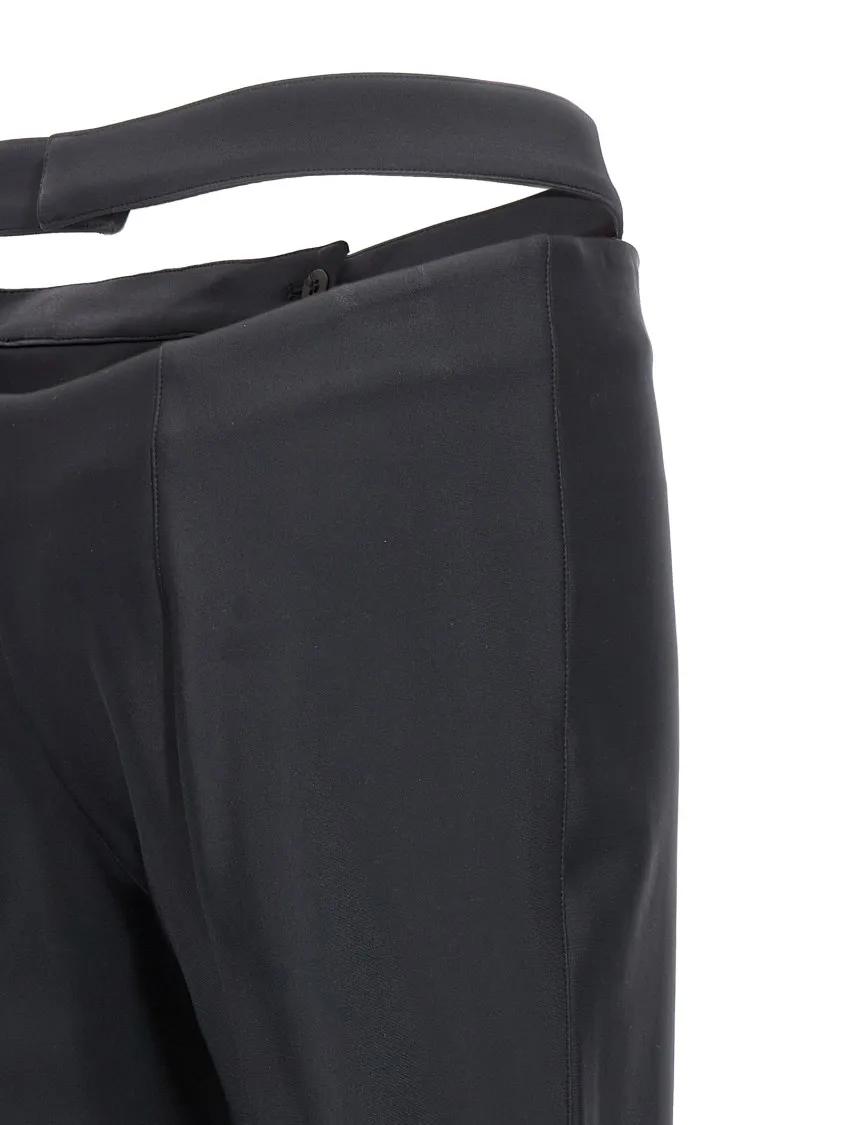 Mugler Flared Black Pants With Stylish Split Detail Black