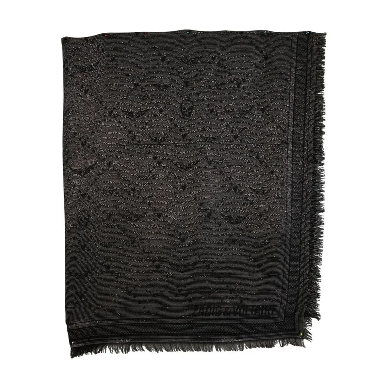 Zadig & Voltaire Écharpe légère Glenn Monogram Scarf - Viscose - Black Black