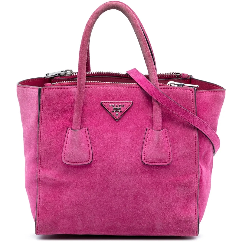 Prada Schultertasche Small Scamosciato Twin Pocket Satchel rose