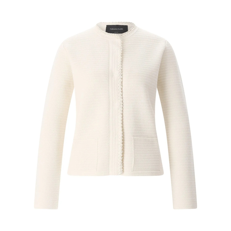 Fabiana Filippi Strickjacke Strickjacke aus Wollmix weiß