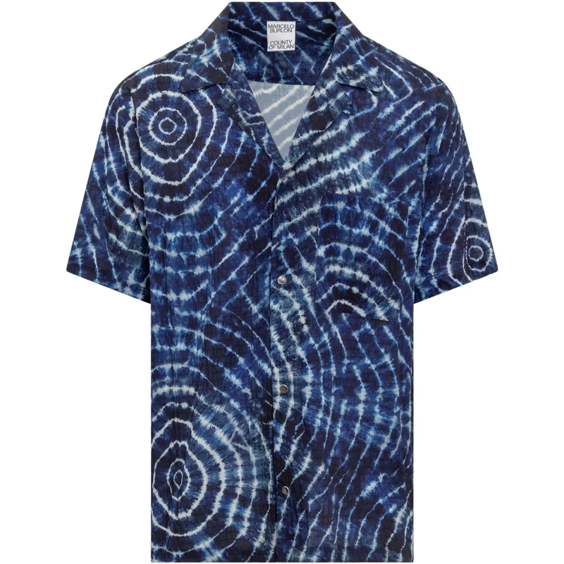 Marcelo Burlon Legeres Oberteil Camicia Soundwaves dunkelblau