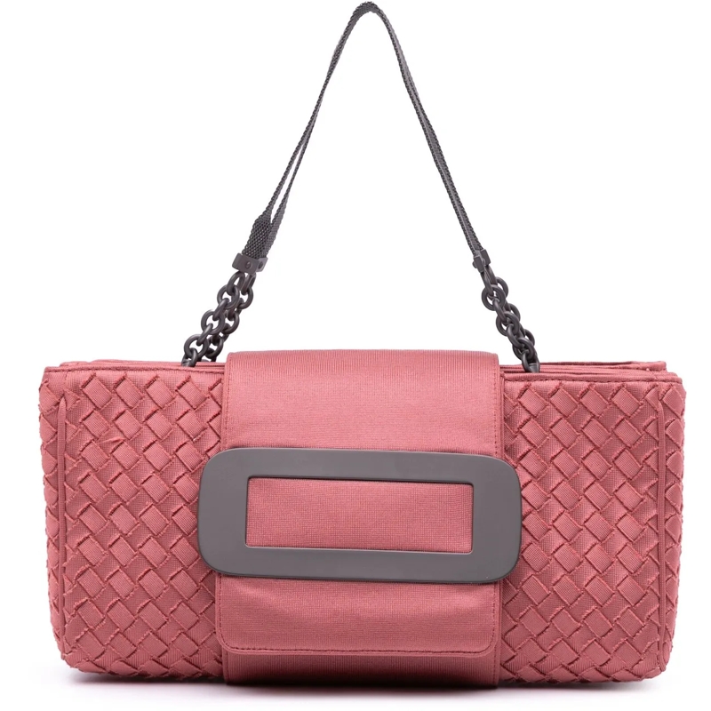 Bottega Veneta Tote Canvas Intrecciato Buckle Flap Handbag rose