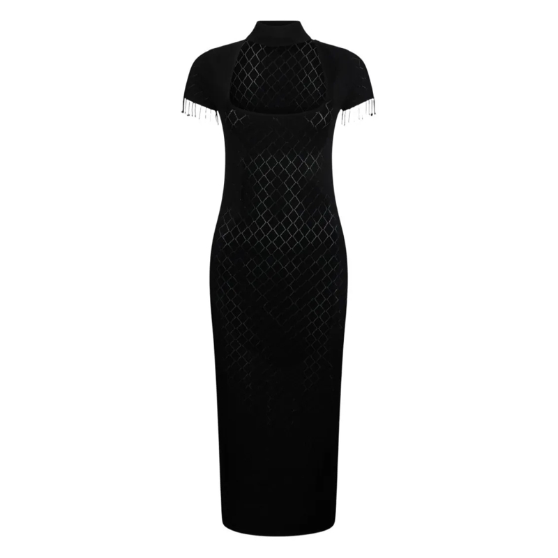 LIU JO Midikleid Fitted Black Midi Dress With Choker Neckline Black