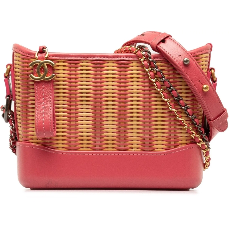 Chanel Schultertasche Small Rattan Gabrielle Crossbody rose