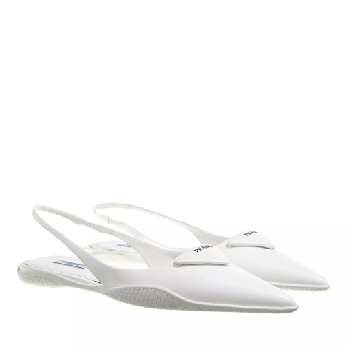 Prada Pointed Slingsback Mules White Slip-in skor