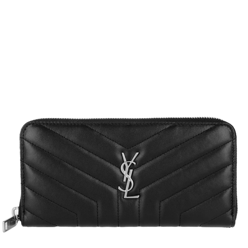 Saint Laurent LouLou Zip Around Wallet Y-Quilting Leather Black Portemonnaie mit Zip-Around-Reißverschluss