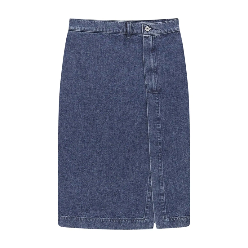 MSGM Maxirock Midirock aus Denim blau