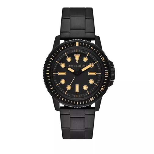 Armani Exchange Three-Hand Stainless Steel Watch Black Quartz Horloge