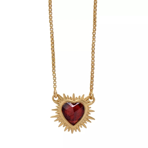 Rachel Jackson London Electric Love Mini Garnet Heart Necklace RED Medium Necklace