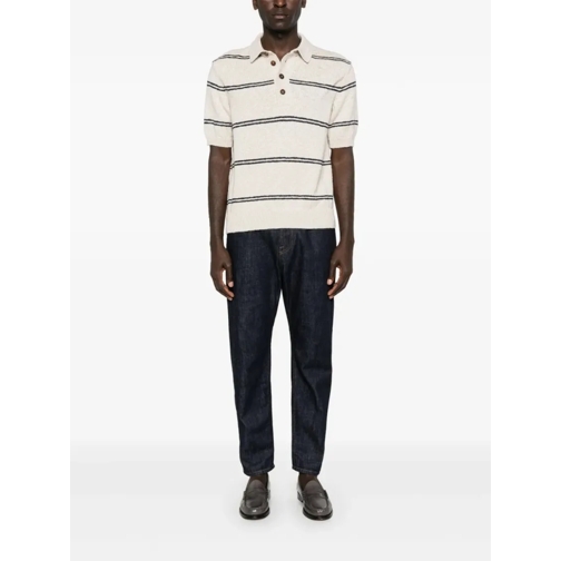 Eleventy Polo Light Beige Striped Polo Shirt Neutrals (Image 2)