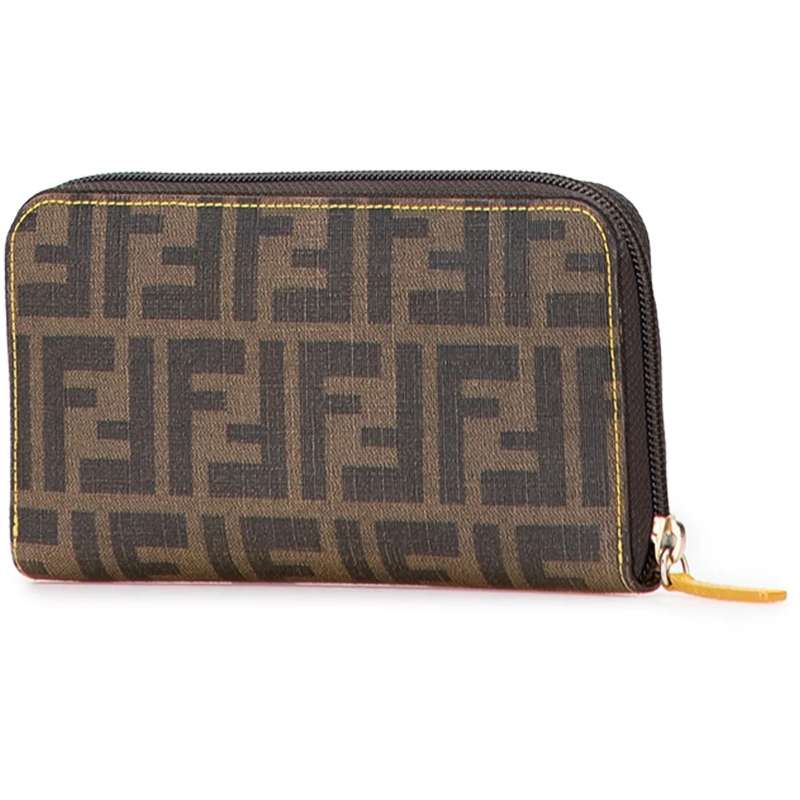 Fendi Geldbörse Zucca Coated Canvas Zip Around Long Wallet braun