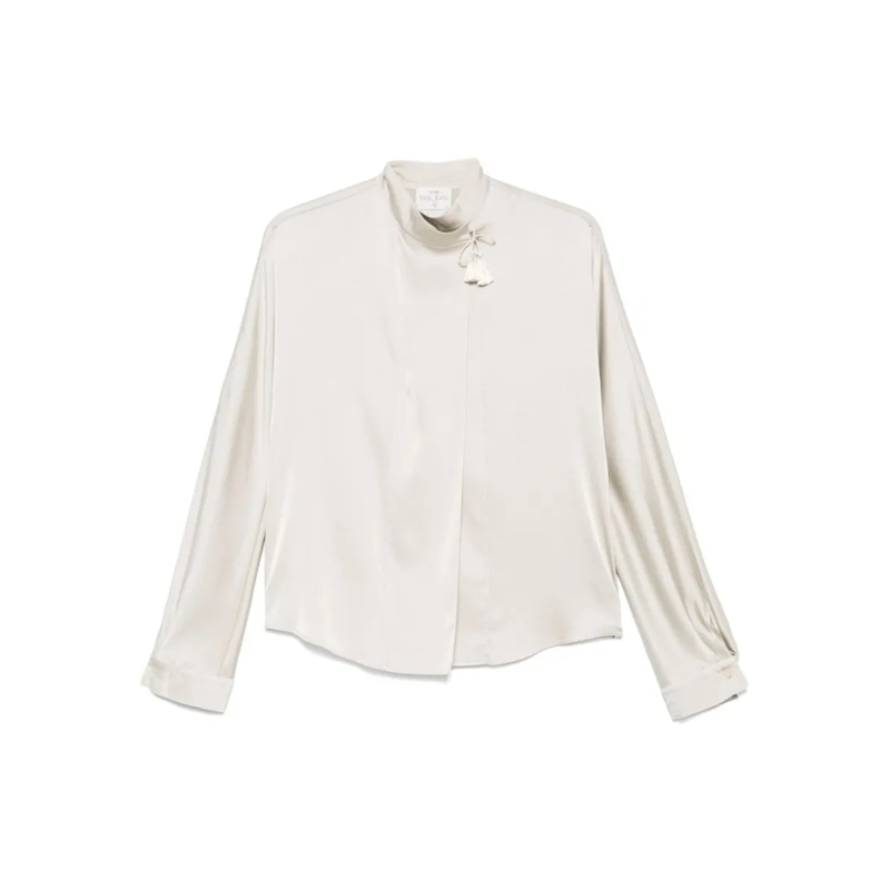 Forte Forte Blouse Silk Blend Long-Sleeved Shirt With Tassel Detail White