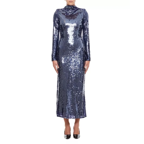 Self Portrait  Navy Sequin Midi Dress Blue