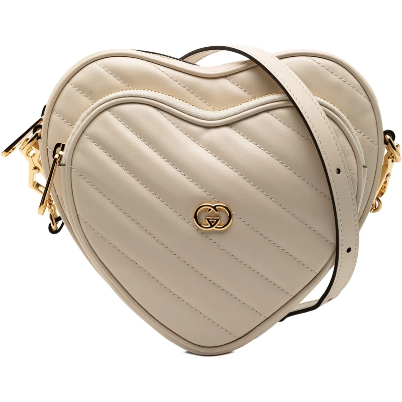 Gucci Schultertasche Mini Matelasse Leather Heart Crossbody braun