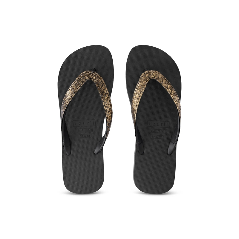 UZURII Flip Flops Zehentrenner Python Bronze schwarz