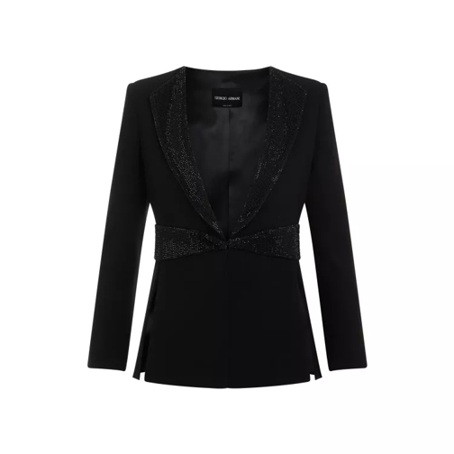 Giorgio Armani Black Printed Silk Embroidered Jacket Black 