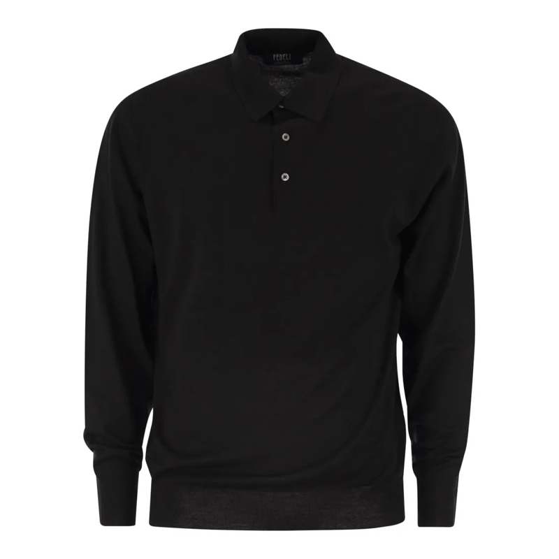Fedeli Polohemd Virgin Wool Polo Shirt Black