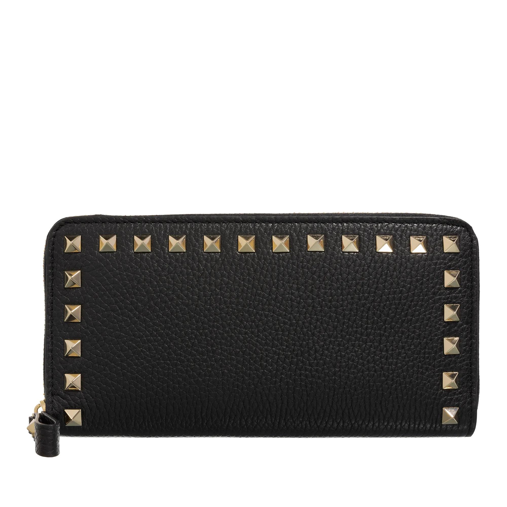 Valentino Garavani Rockstud Zip Around Wallet Nero Portemonnaie mit Zip Around ReiBverschluss