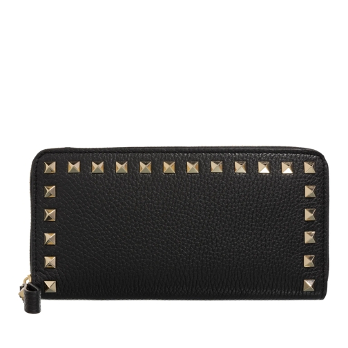 Valentino Garavani Rockstud Zip Around Wallet Nero Portefeuille à fermeture Éclair