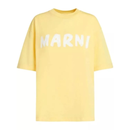 Marni Light Yellow Logo-Print Cotton T-Shirt Yellow 
