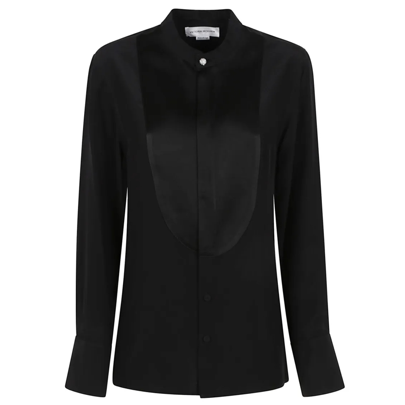Victoria Beckham Hemd Silk Shirt With Unique Front Panel Black