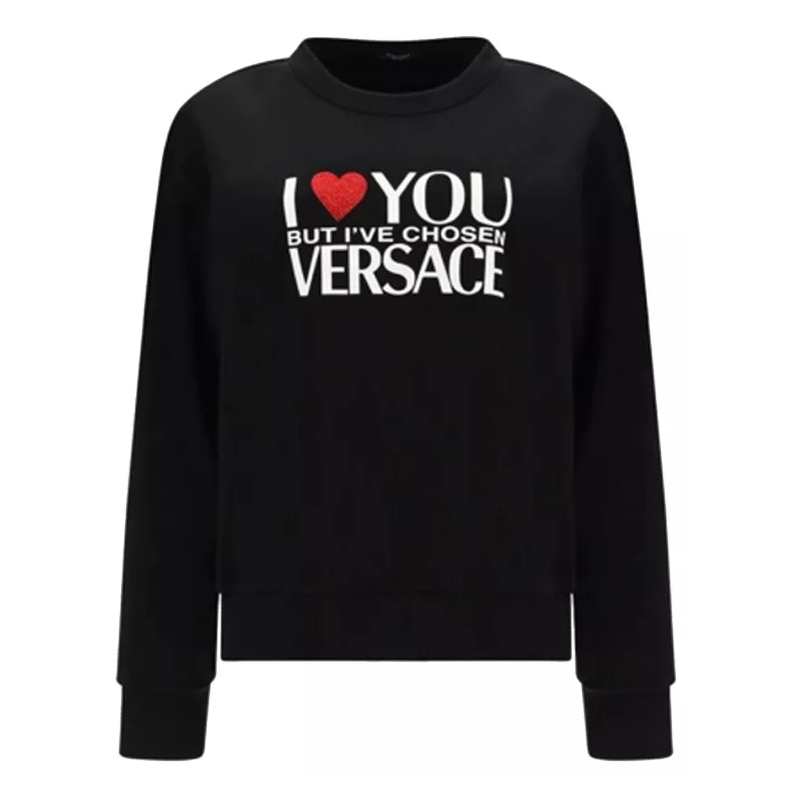 Versace Sweatshirt Black Cotton Logo Sweatshirt Black