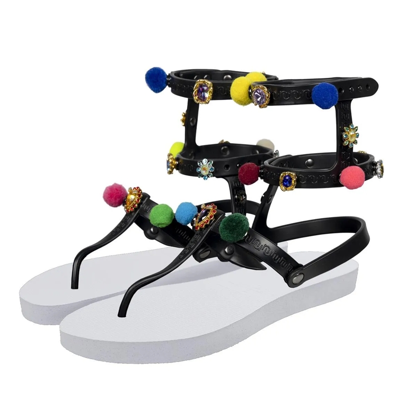 UZURII Flip Flops Zehentrenner Mondriaan Colorful Black weiss(Image 2)
