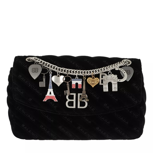 Balenciaga BB Chain M Charms Velvet Noir Crossbody Bag