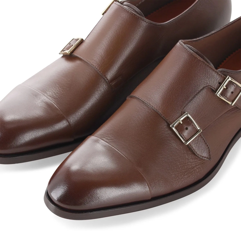 Santoni Schnürschuhe Doppel-Monkstraps aus Glattleder braun(Image 3)