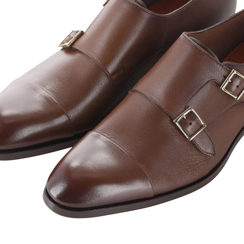 Santoni Monkstraps Doppel-Monkstraps aus Glattleder braun(Image 3)