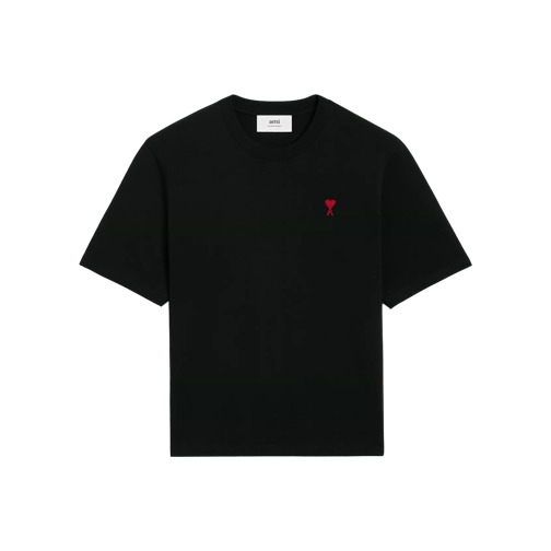 AMI Paris T-Shirt mit rotem Ami De Coeur Logo black black 