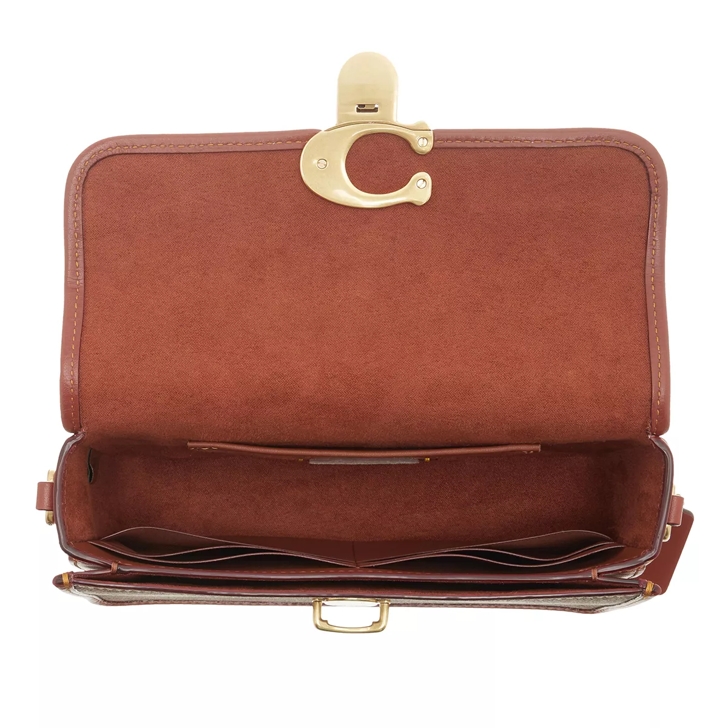 COACH Small Studio Signature Flap Bag in Brown