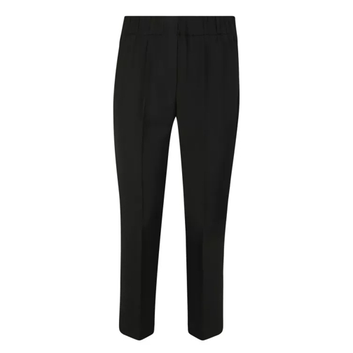 Brunello Cucinelli Slim-Fit Pants And Crop Design In Silk Blend Black Hosen
