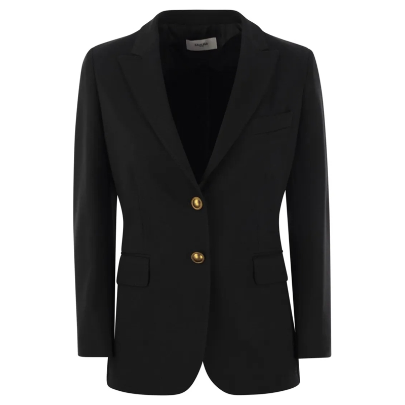 Saulina Blazer Angelica - Milano Stitch Two-Button Blazer Black