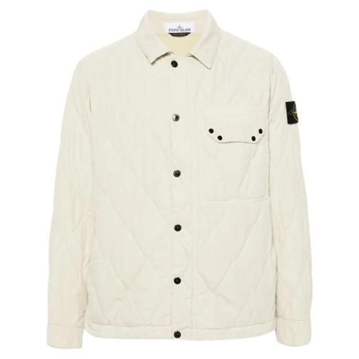 Stone Island Compass-Badge Quilted Beige Jacket Neutrals Overgangsjas