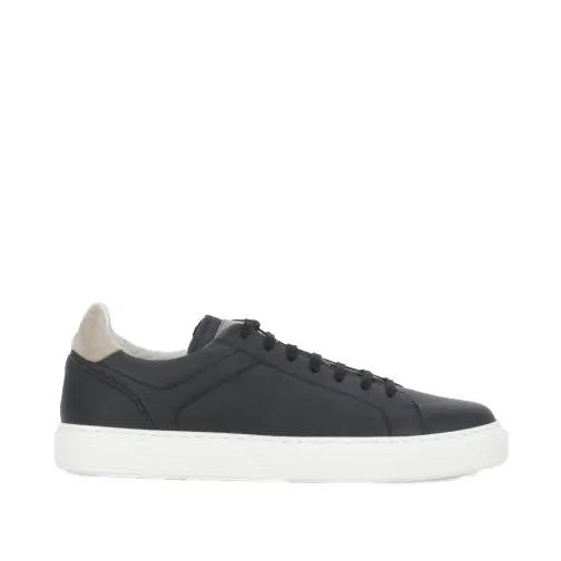 Brunello Cucinelli Pebbled Leather Sneakers Black Low-Top Sneaker