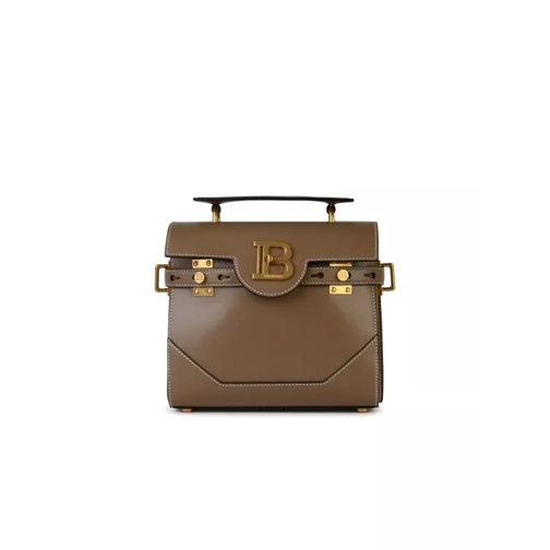 Balmain B-Buzz 23' Beige Leather Bag Brown Sac à bandoulière