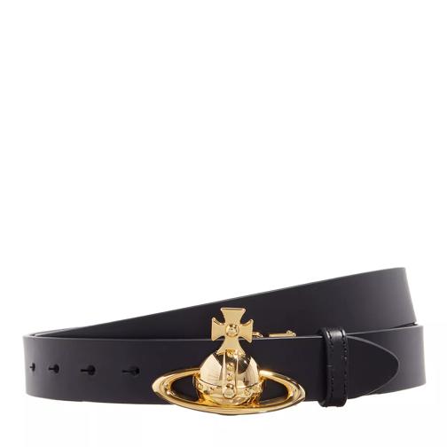 Vivienne Westwood Belts Orb Buckle Belt Light Gold / Black Leren Riem