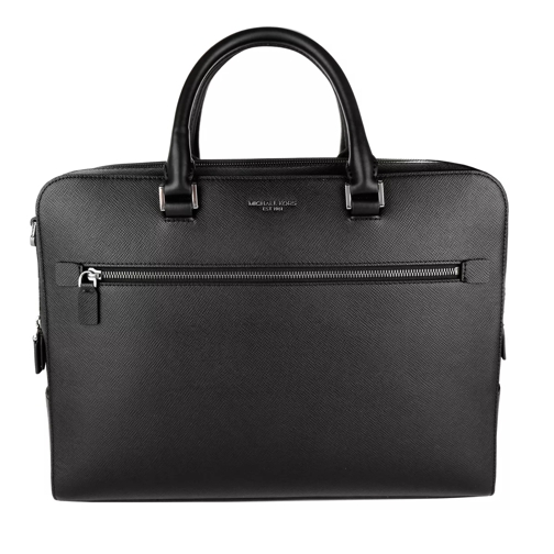 MICHAEL Michael Kors Harrison LG Double Gusset Briefcase Black Briefcase