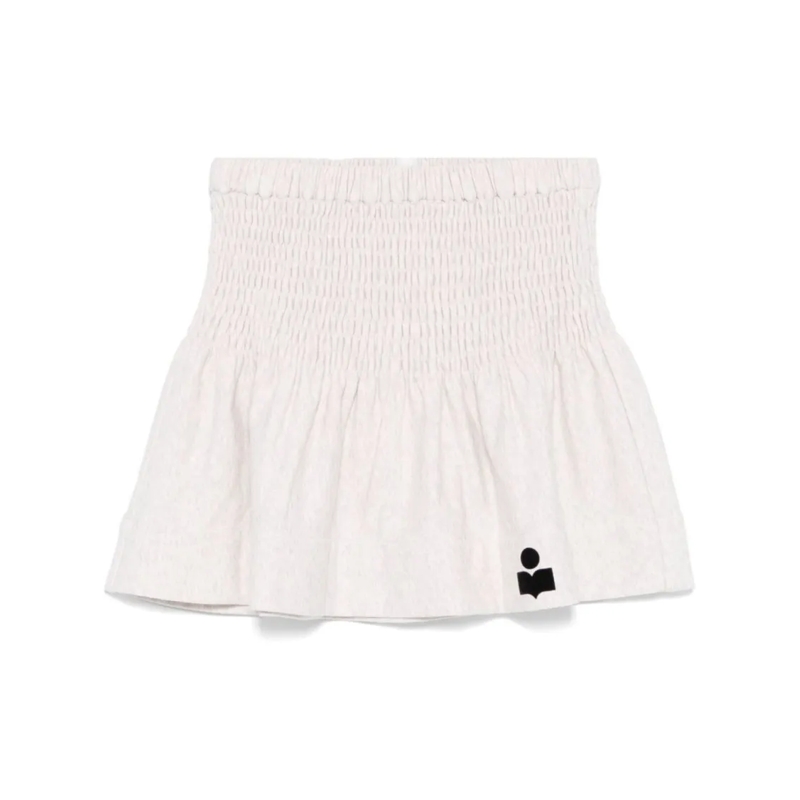 Etoile Isabel Marant Minirok Beige Skirt With Wide Smocked Waistband White