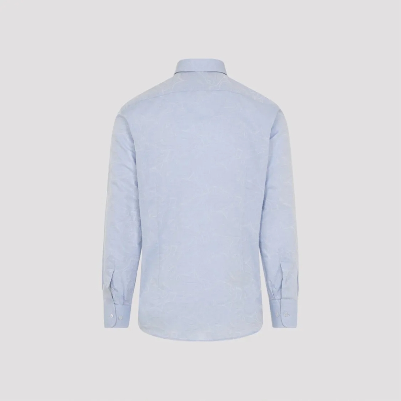 Etro Overhemd Tailored Button-Down Shirt With Subtle Paisley Pat Blue