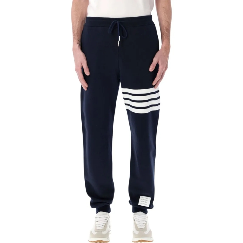 Thom Browne Pantalon de jogging Drawstring Waist Fleece Sweatpants With Iconic Str Black