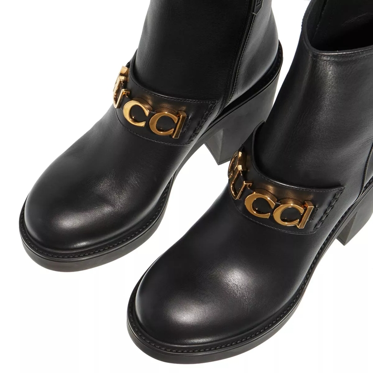 Gucci Woman Boot In Leather Black Stiefelette